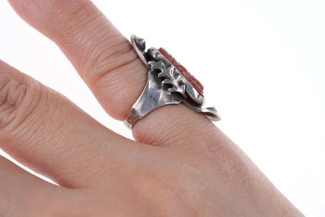 sz3 Antique Sterling Molded Glass Cameo ring - Estate Fresh Austin