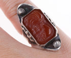 sz3 Antique Sterling Molded Glass Cameo ring - Estate Fresh Austin