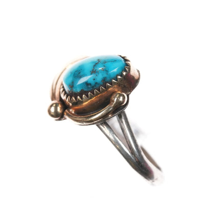 Sz3 Vintage JL Native American 14k/sterling turquoise ring - Estate Fresh Austin