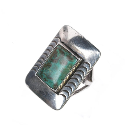 sz3.5 Vintage Native American silver green turquoise ring - Estate Fresh Austin