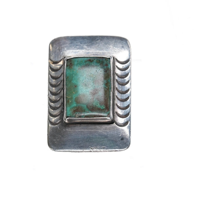 sz3.5 Vintage Native American silver green turquoise ring - Estate Fresh Austin