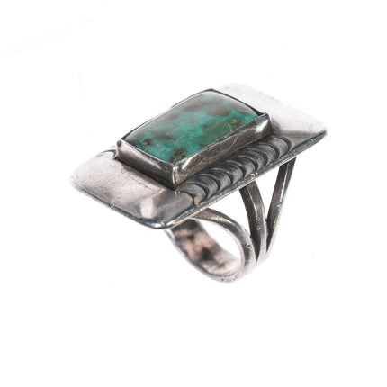 sz3.5 Vintage Native American silver green turquoise ring - Estate Fresh Austin