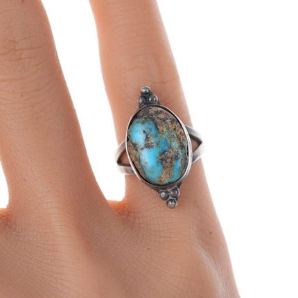 sz4 40's-50's Vintage Navajo Sterling and turquoise ring - Estate Fresh Austin