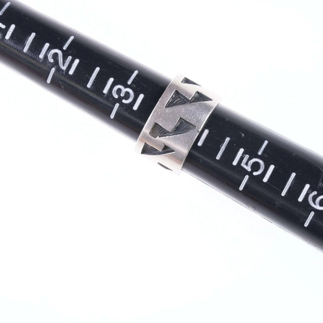 sz4 Bernard Dawahoya (1936-2010) Hopi Overlay silver ring - Estate Fresh Austin