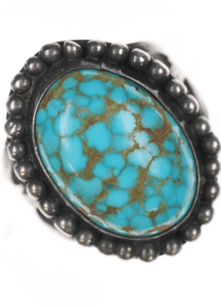 sz4 c1940's Navajo high grade turquoise sterling ring - Estate Fresh Austin