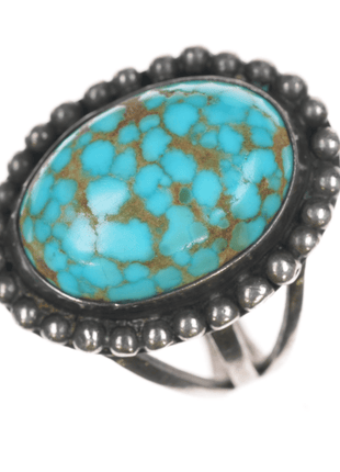 sz4 c1940's Navajo high grade turquoise sterling ring - Estate Fresh Austin