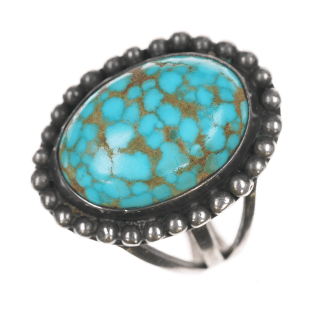 sz4 c1940's Navajo high grade turquoise sterling ring - Estate Fresh Austin