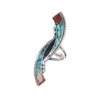 sz4 Large 1970's Navajo chip inlay sterling ring - Estate Fresh Austin
