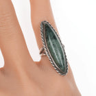 sz4 Vintage Native American silver and green stone long ring - Estate Fresh Austin