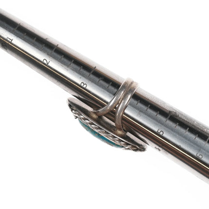 sz4 Vintage Native American silver and turquoise ring with leaf accents - Estate Fresh Austin