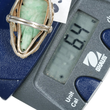 sz4.25 Antique Chinese carved Jade ring mounted in silver - Estate Fresh Austin