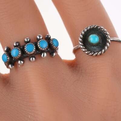 sz4.5 - 5.5 Fred Harvey and other Native American sterling and turquoise rings - Estate Fresh Austin