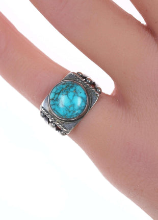 sz4.5 c1930's - 40's Navajo silver and turquoise ring - Estate Fresh Austin