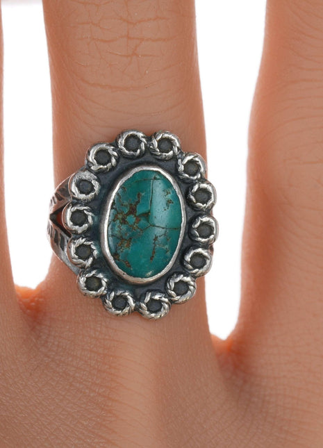 sz4.5 c1940's Navajo Curio Sterling and turquoise ring - Estate Fresh Austin