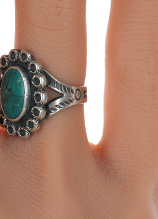 sz4.5 c1940's Navajo Curio Sterling and turquoise ring - Estate Fresh Austin