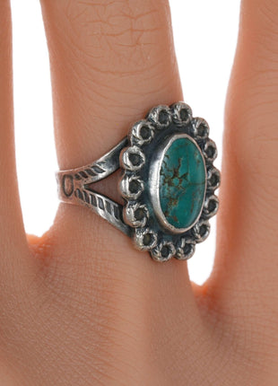 sz4.5 c1940's Navajo Curio Sterling and turquoise ring - Estate Fresh Austin