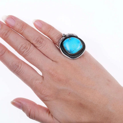sz4.5 Vintage Navajo sterling and turquoise pear form ring - Estate Fresh Austin