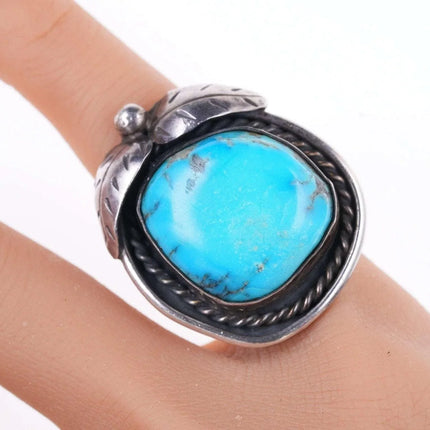 sz4.5 Vintage Navajo sterling and turquoise pear form ring - Estate Fresh Austin