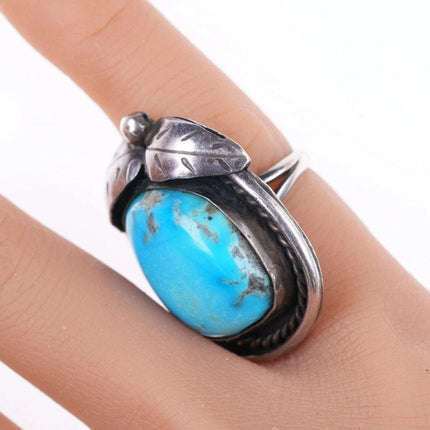 sz4.5 Vintage Navajo sterling and turquoise pear form ring - Estate Fresh Austin