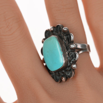 sz4.5 Vintage silver and light blue turquoise ring - Estate Fresh Austin