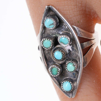 Sz4.5 Vintage Zuni Sterling Turquoise Snake eye ring - Estate Fresh Austin