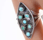 Sz4.5 Vintage Zuni Sterling Turquoise Snake eye ring - Estate Fresh Austin