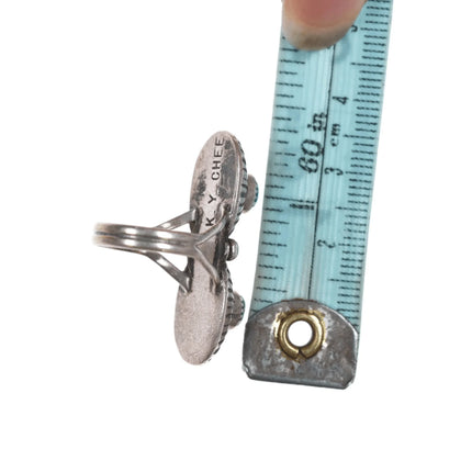 sz4.75 KY Chee Navajo modernist sterling and turquoise ring - Estate Fresh Austin