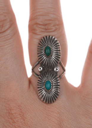 sz4.75 KY Chee Navajo modernist sterling and turquoise ring - Estate Fresh Austin