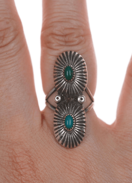 sz4.75 KY Chee Navajo modernist sterling and turquoise ring - Estate Fresh Austin