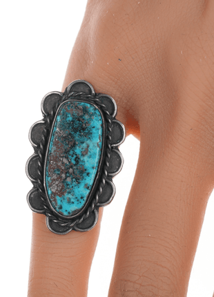 sz4.75 Navajo Morenci turquoise silver ring - Estate Fresh Austin