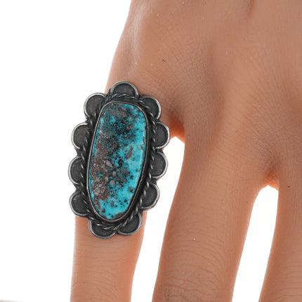 sz4.75 Navajo Morenci turquoise silver ring - Estate Fresh Austin