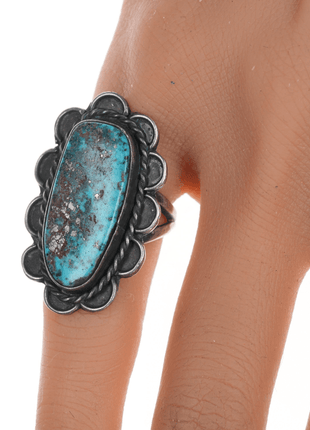 sz4.75 Navajo Morenci turquoise silver ring - Estate Fresh Austin