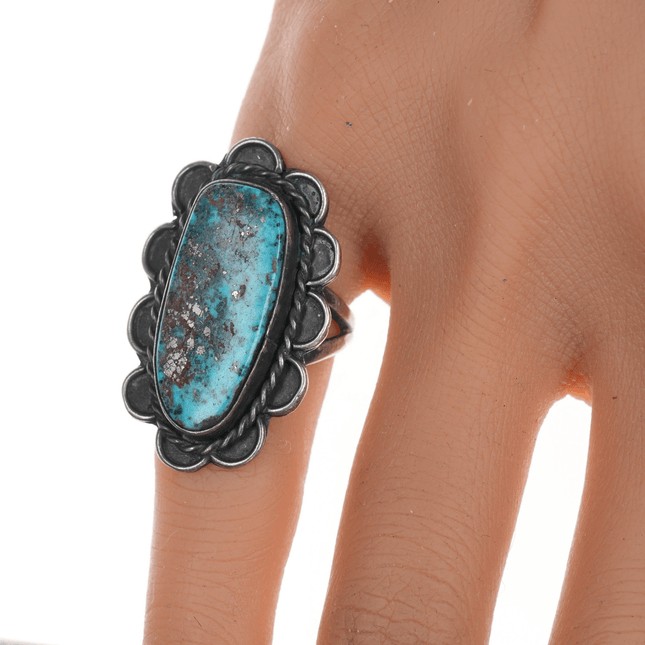 sz4.75 Navajo Morenci turquoise silver ring - Estate Fresh Austin