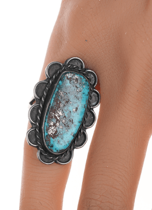 sz4.75 Navajo Morenci turquoise silver ring - Estate Fresh Austin