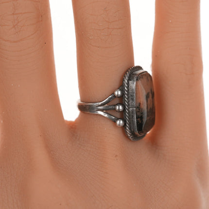 sz5 30's-40's Navajo silver picture jasper ring - Estate Fresh Austin