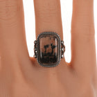 sz5 30's-40's Navajo silver picture jasper ring - Estate Fresh Austin