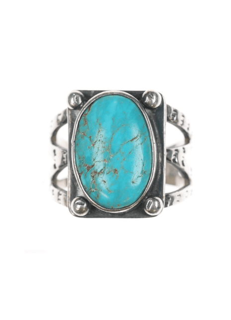 sz5 30's - 40's Navajo silver ring with turquoise - Estate Fresh Austin