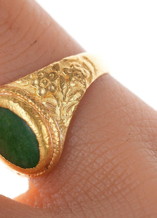 sz5 Antique Chinese 24k gold Jadeite ring - Estate Fresh Austin