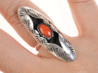 sz5 C.B Tom Native American Sterling/coral shadowbox ring - Estate Fresh Austin