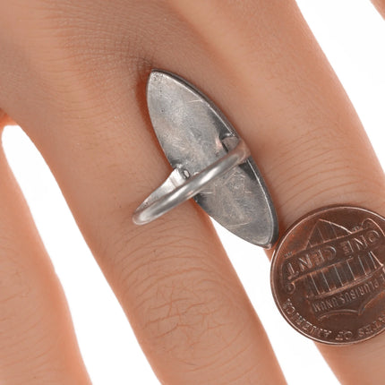 sz5 Vintag Zuni flush inlay square turquoise ring - Estate Fresh Austin