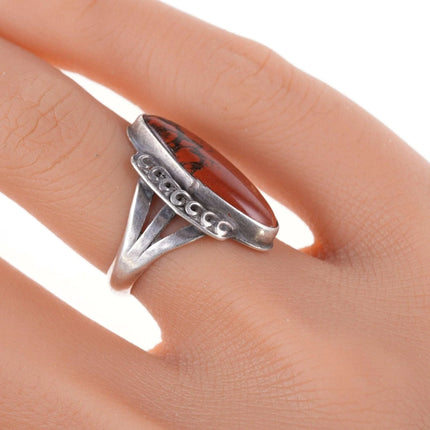 sz5 vintage Native American silver and jasper ring - Estate Fresh Austin