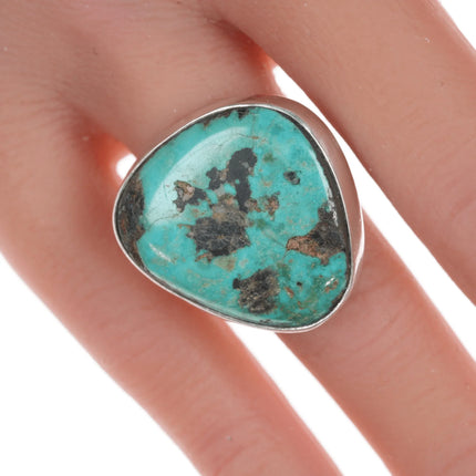 sz5 Vintage silver and turquoise triangular Navajo ring - Estate Fresh Austin