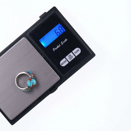 sz5 Vintage Zuni channel inlay sterling spinner ring - Estate Fresh Austin