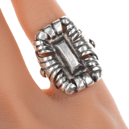 sz5 William Spratling silver ring with aztec pattern - Estate Fresh Austin