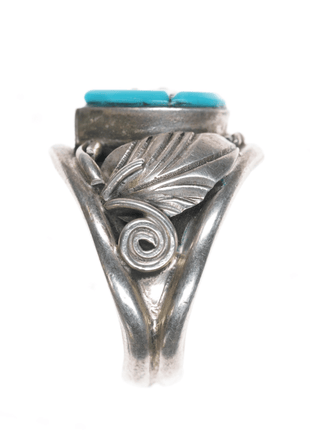 sz5.25 1980's S Ray Navajo Sterling, turquoise, cz ring - Estate Fresh Austin