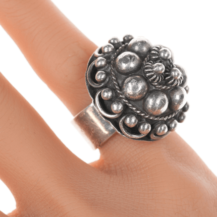 sz5.25 Carmen Beckmann modernist silver filigree ring - Estate Fresh Austin