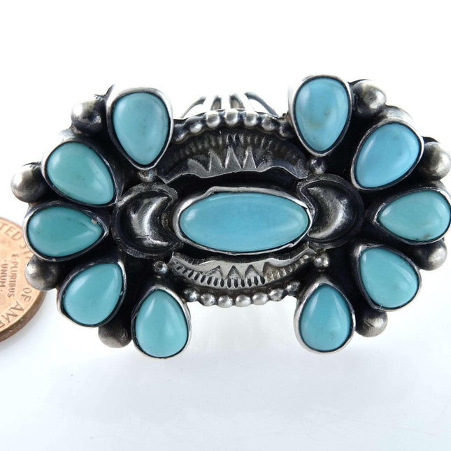 sz5.25 Kathleen Chavez Navajo Sterling and Sonoran Turquoise Ring - Estate Fresh Austin