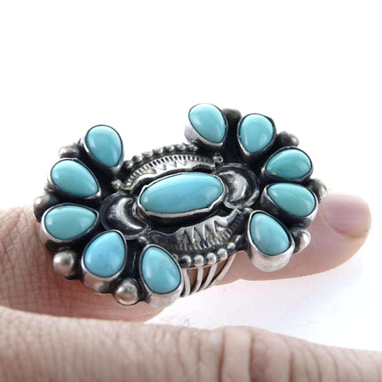 sz5.25 Kathleen Chavez Navajo Sterling and Sonoran Turquoise Ring - Estate Fresh Austin