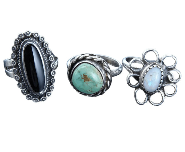 Sz5.25 Vintage Sterling Silver Rings Lot of 3 - Estate Fresh Austin