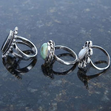 Sz5.25 Vintage Sterling Silver Rings Lot of 3 - Estate Fresh Austin